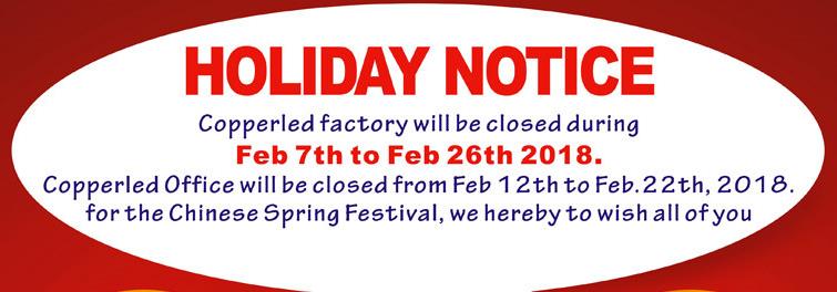 HOLIDAY NOTICE